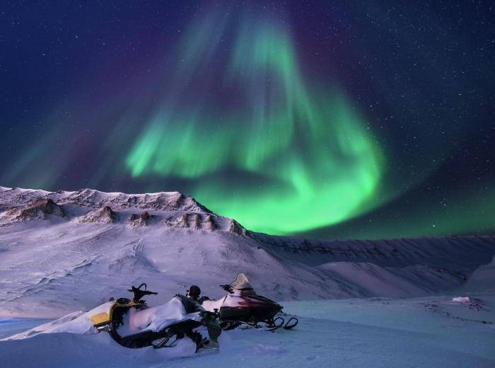 Северное сияние, архипелаг Шпицберген