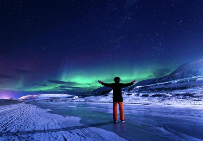 Северное сияние, архипелаг Шпицберген