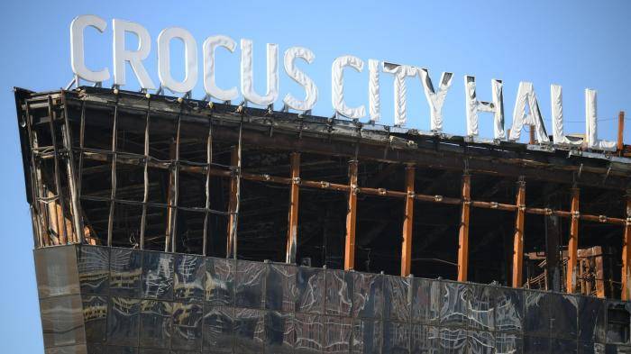 Сгоревшее здание Крокус Сити Холла