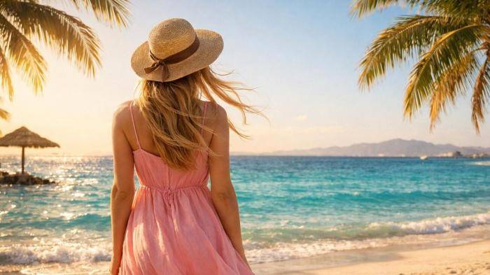 Девушка на пляже в Египте