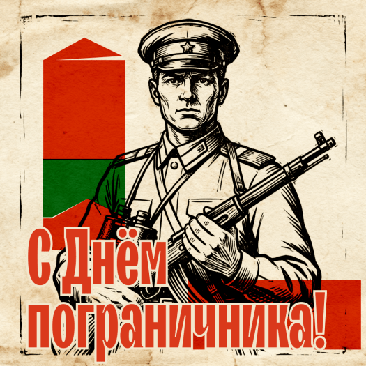 Красивая открытка с Днем пограничника с пограничным столбом