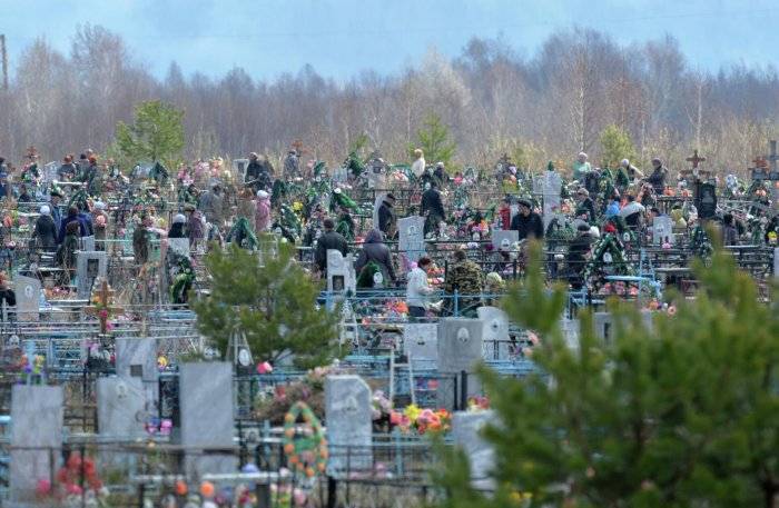 Жители города Тара Омской области на кладбище в день Радоницы