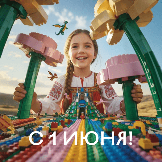 Открытка с 1 июня с солнечными лучами и счастьем