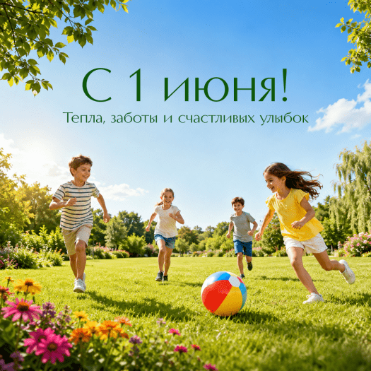 Открытка с Днем защиты детей с забавными сценами