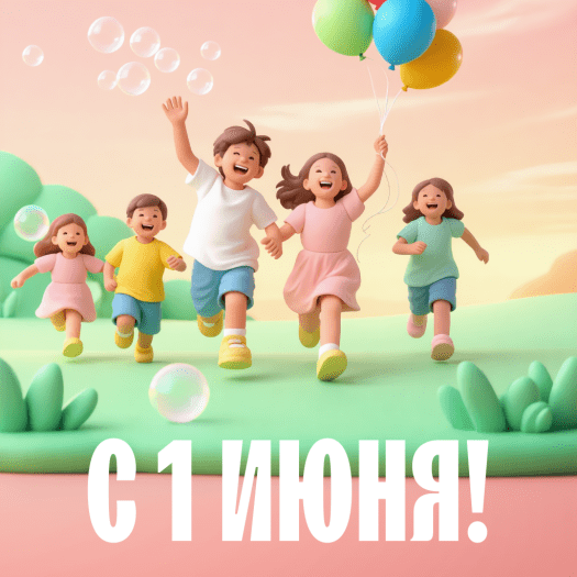 Красивая картинка с 1 июня с детьми и летним настроением: Впереди лето. Исследуй мир и радуйся каждому дню. С праздником!