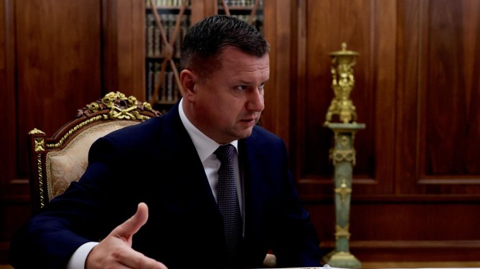 Первый заместитель министра внутренних дел России генерал-полковник полиции Андрей Кикоть во время встречи с президентом РФ Владимиром Путиным