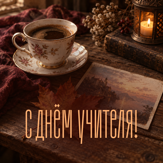Поздравительная картинка с Днем учителя: благополучия, согласия и семейного тепла!