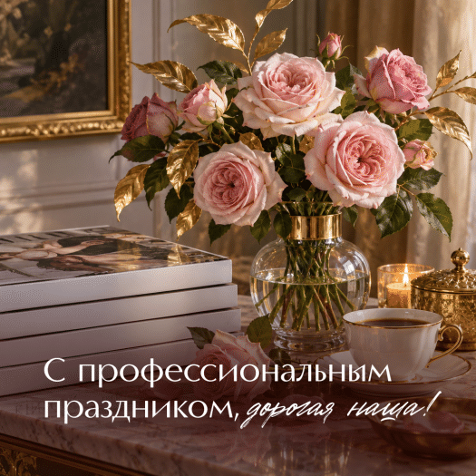 Прекрасная открытка с Днем учителя учительнице: неиссякаемого шарма, энергии и счастья!