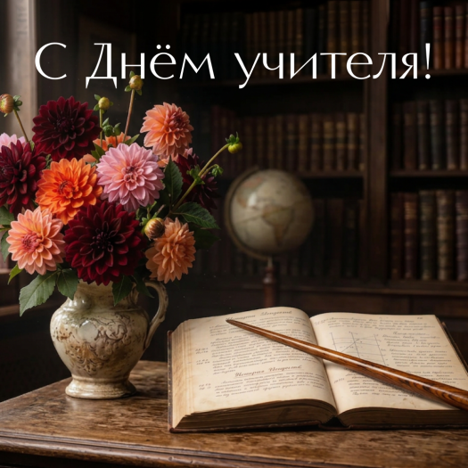 Открытка с поздравлением на День учителя: легких уроков, благодарных родителей и удачи!