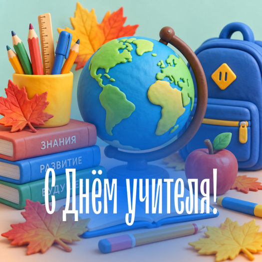 Современная картинка с Днем учителя: пусть работа вдохновляет на новые достижения!