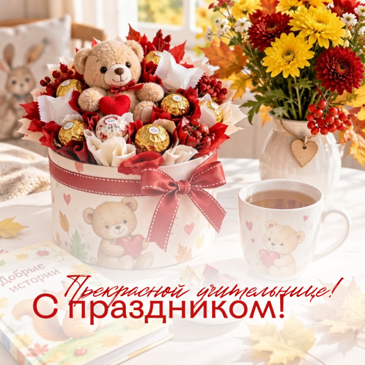 Эстетичная картинка с Днем учителя женщине: улыбок, тепла и искренней благодарности!