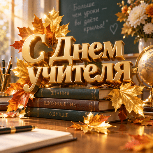 Стильная открытка на День учителя: радостных встреч, оптимизма и отличного настроения!