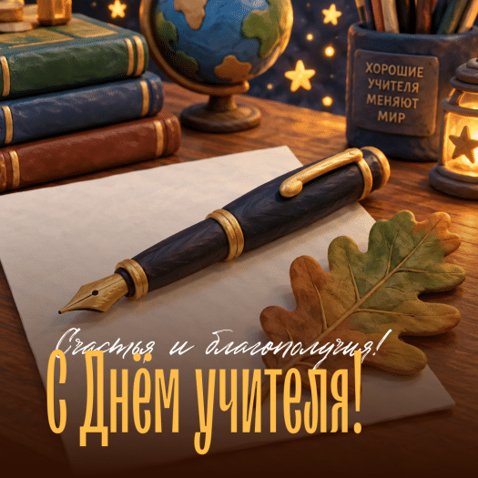 Лаконичная картинка на День учителя мужчине: здоровья, семейного лада и отличного праздника!