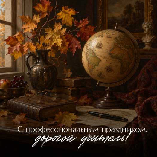 Яркая поздравительная открытка с Днем учителя: крепкого здоровья, терпения и бесконечного вдохновения!