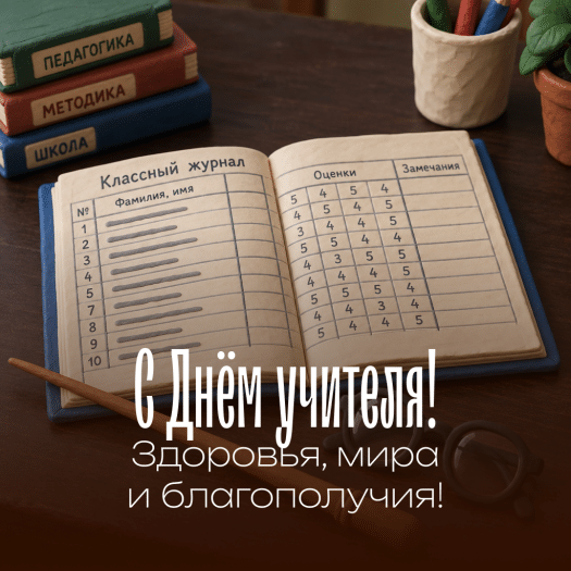 Строгая и эстетичная картинка учителю-мужчине: долгих лет успешной работы и крепких сил!