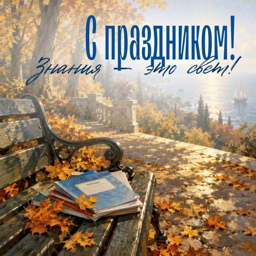 Осенняя открытка с Днем учителя: пусть учение всегда будет в радость!